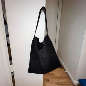Mango black suede tote bag